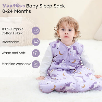 Yoofoss Baby Sleep Sack - 100% Organic Cotton Wearable Blanket for 6-12 Months | TOG 2.5, Warm & Comfy