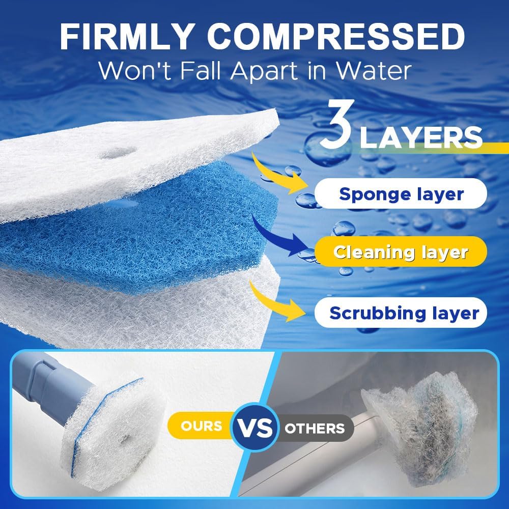 Roundsquare Toilet Bowl Cleaner - 40 Disinfecting Refill Heads & Wands | Complete Cleaning System Kit
