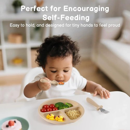 Eascrozn Toddler Utensils Set - 6 Pack Kids Silverware with Silicone Handles | Safe Stainless Steel Spoons & Forks