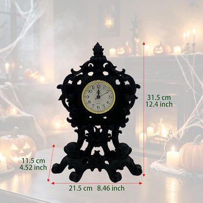 Halloween Skull Table Clock - Resin Skeleton Desk Clock