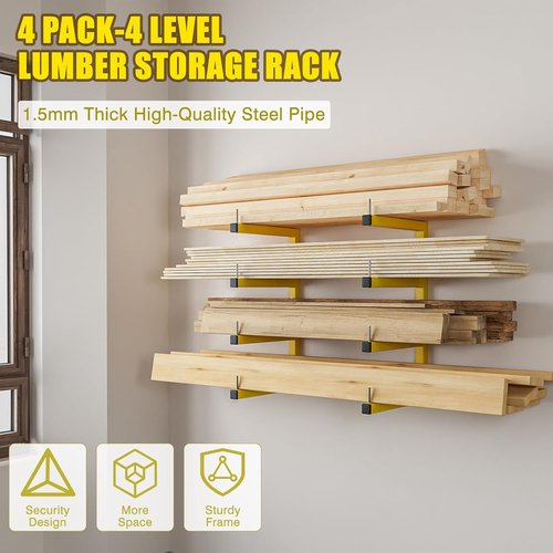 Heavy Duty Lumber Storage Rack by [Brand Name] - 8-Level Wall Mount Organizer | Holds Up to 1600 Lbs