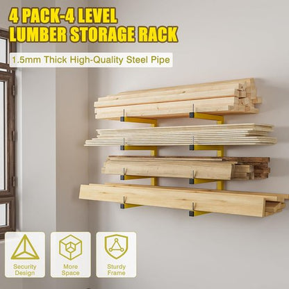 Heavy Duty Lumber Storage Rack by [Brand Name] - 8-Level Wall Mount Organizer | Holds Up to 1600 Lbs