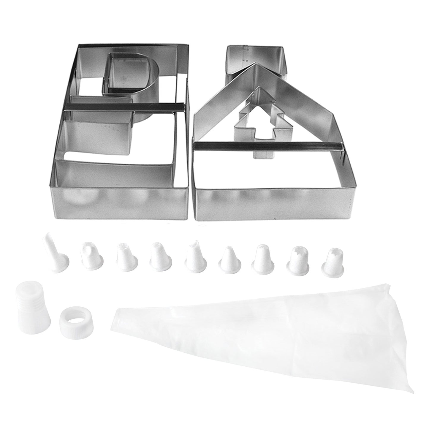 Fox Run Gingerbread House Cookie Cutter Set and Icing Bake Set, 19 Piece