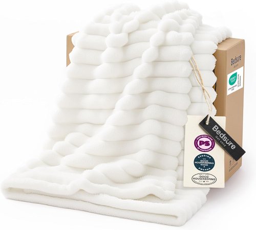 Bedsure GentleSoft White Throw Blanket - Cozy Fleece Couch Blanket, Perfect Aesthetic Gift for Women, 50x70 Inches
