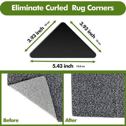 16 Pcs Grippers for Rugs, Non Slip Rug Pads for Hardwood Floors and Tiles, Reusable Rug Tape for Area Rugs, Dual Sided Adhesive Rug Pad Gripper Keep Corners Flat(Black)