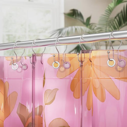 AmazerBath Shower Curtain Hooks Brushed Nickel Shower Curtain Rings, Simple Double Hook Shower Curtain Hooks Rust Proof, Smooth Glide Metal Shower Hooks for Shower Curtain, 12Pcs Shower Rod Hooks