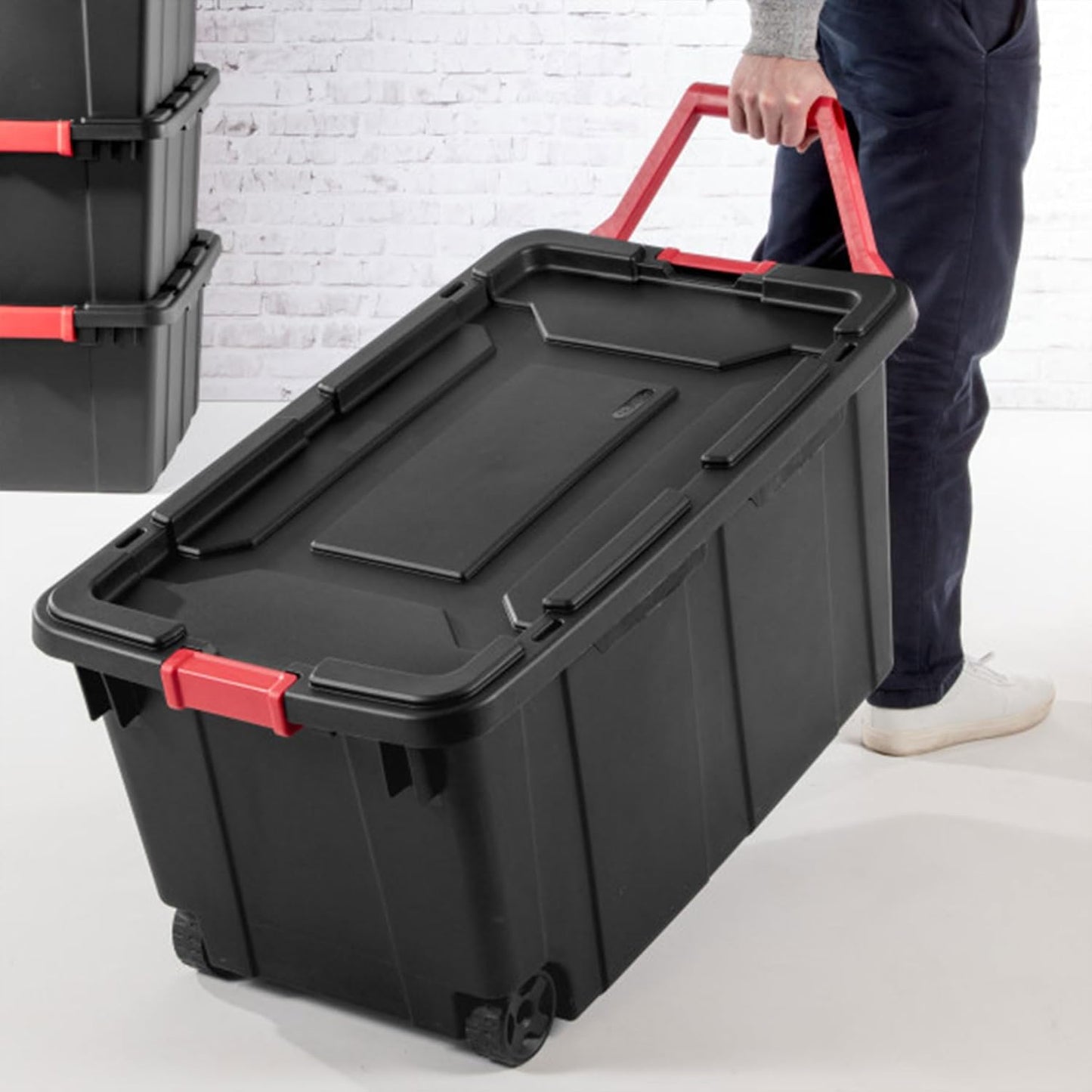 Sterilite Wheeled Tote - Durable 40 Gallon Storage Container in Black | Ideal for Organizing