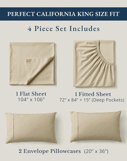 LANE LINEN 100% Organic Cotton California King Sheet Set - Soft, Fade Resistant & Naturally Cooling