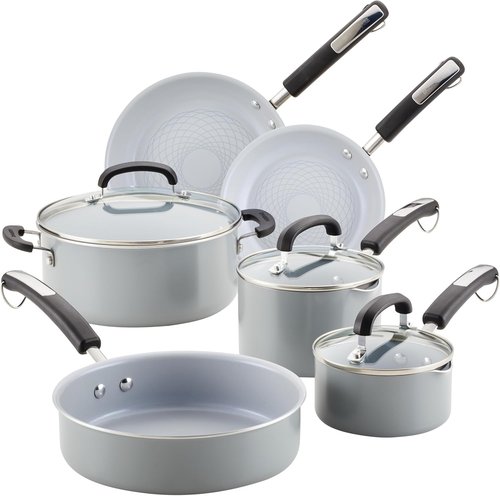 Farberware EcoAdvantage Ceramic Nonstick Cookware Set | 13-Piece Gray Pots and Pans