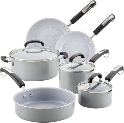 Farberware EcoAdvantage Ceramic Nonstick Cookware Set | 13-Piece Gray Pots and Pans