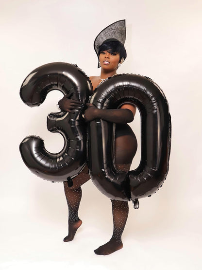 Numbers Balloon - 40 Inch Large Black Balloon for Three Year Old Birthday Decor | Perfect for Celebrations