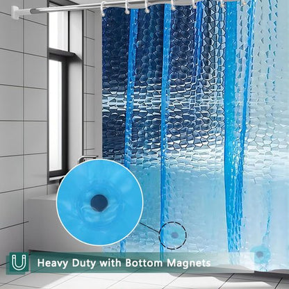 jssablo Blue Shower Curtain Liner, 100% Waterproof EVA 3D Shower Curtains with 3 Duty Heavy Bottom Magnets and 12 Rust Proof Grommets, 72x72 Weighted Shower Liner for Shower Stall, Bathtubs