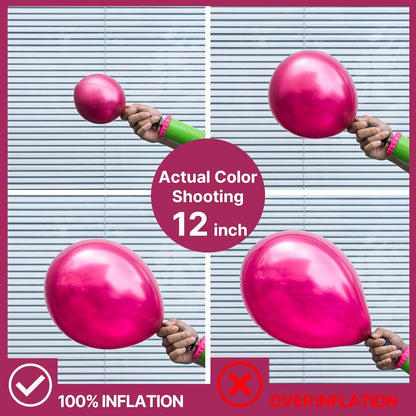 PartyWoo Hot Pink Balloons - 140-Piece Metallic Balloon Arch Kit for Engagements, Showers & Birthdays