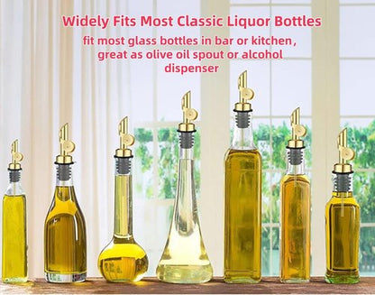 2 Pack Olive Oil Pour Spout,Stainless Steel Liquor Bottle Pourers,Auto Flip Liquor Dispenser Spout,Alcohol Pourer Spouts for Alcohol Wine Syrup Home Bar Accessories (Golden)