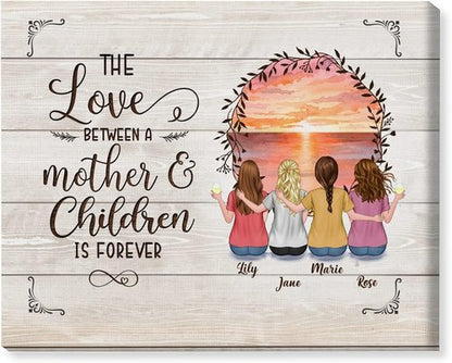 Gossby Personalized Mom Wrapped Canvas - Custom Love Art for Mother & Children - Unique Gift from 3 Daughters