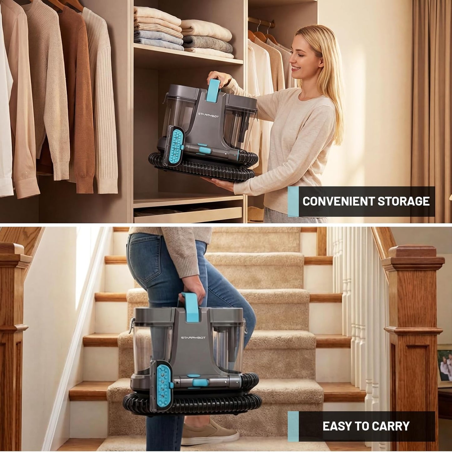 Starrybot Portable Carpet Cleaner - Powerful Deep Cleaning Machine for Home Use