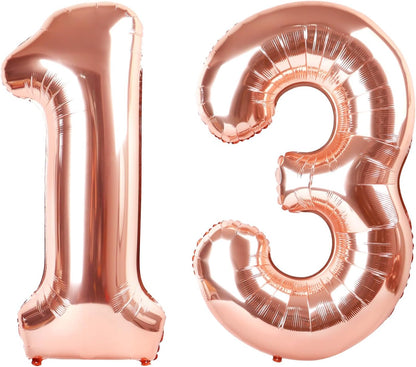 Rose Gold 40-Inch Number Balloons by [Brand Name] - Perfect for 13th Birthday, Weddings & Graduations