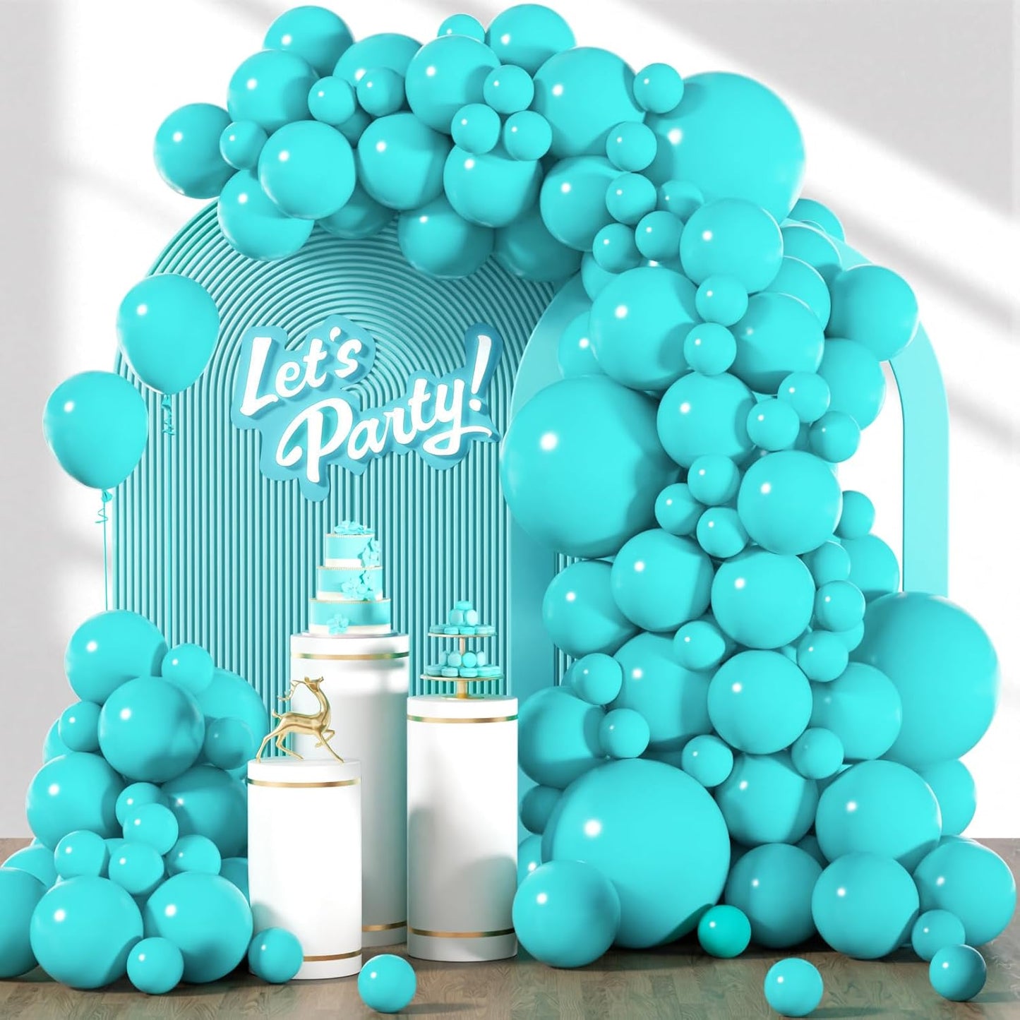 Skiennix Teal Balloon Arch Kit - 120 Pcs Turquoise Balloons in 5, 10, 12, 18 Inch Sizes for Parties