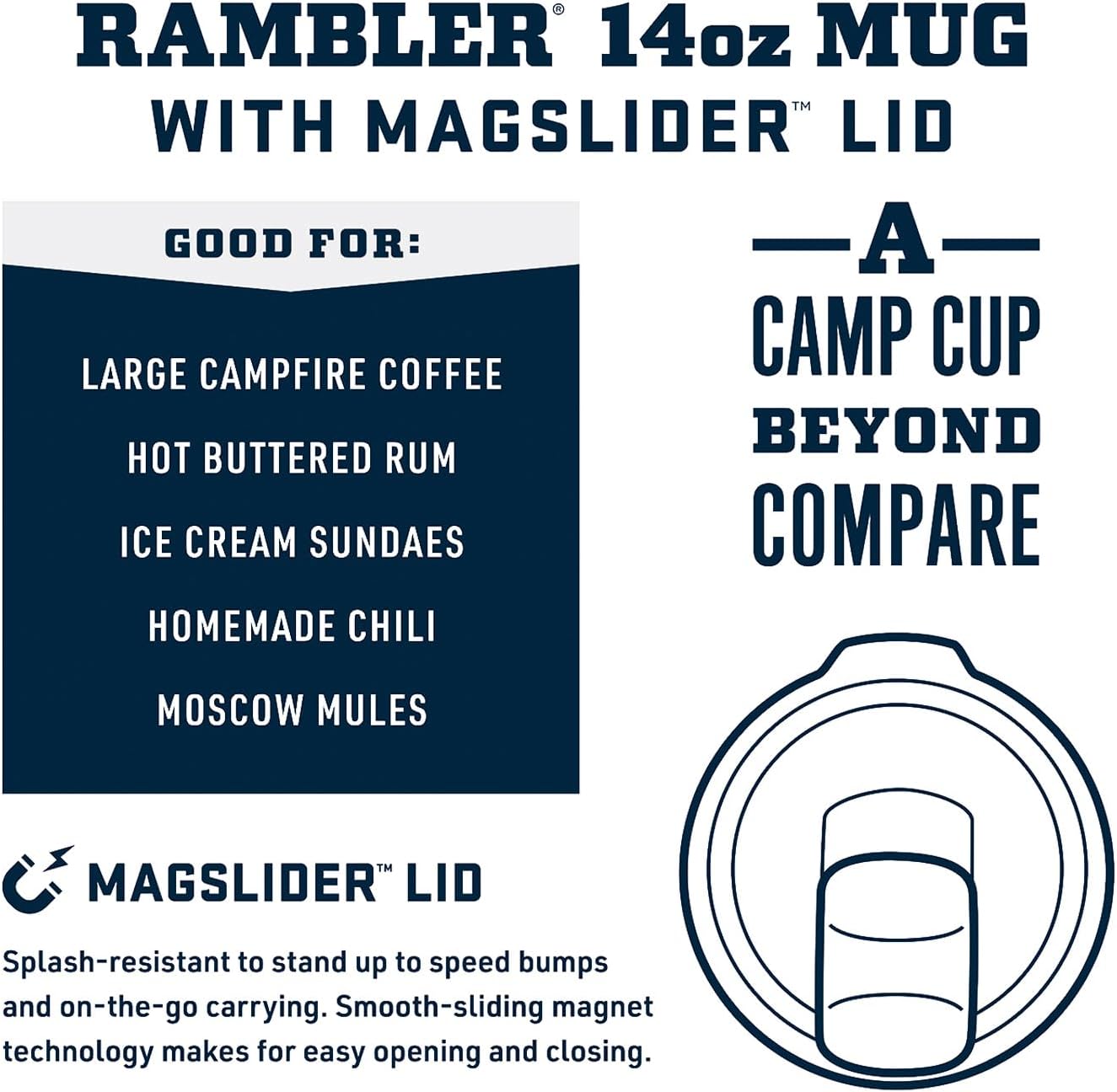 YETI Rambler 14 oz Stackable Mug - Vacuum Insulated Stainless Steel with MagSlider Lid | Durable & Convenient