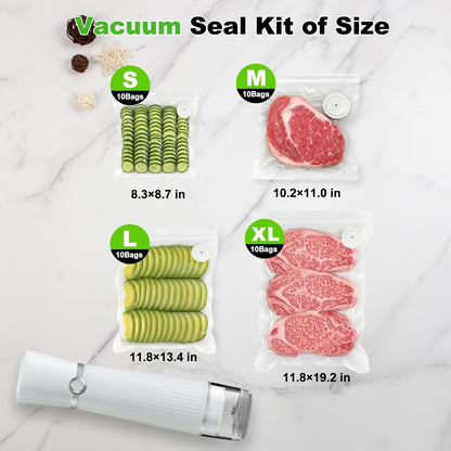 Skiennix Vacuum Sealer - Compact Handheld Food Saver with 40 Reusable Bags | 10X Freshness Preservation