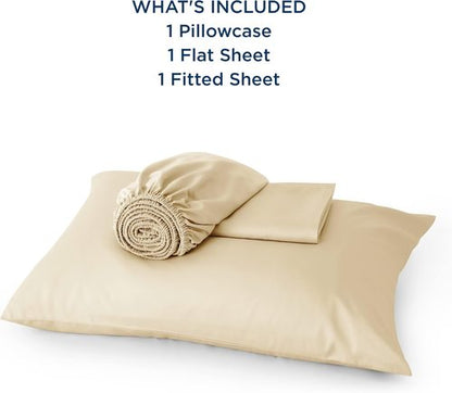 Bedsure Cooling Twin Sheets - Breathable Rayon from Bamboo, Deep Pocket Up to 16 Inches, Soft & Silky Alabaster Gleam