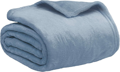 PAVILIA Dusty Blue Fleece Throw Blanket - Super Soft Flannel Couch Blanket | Cozy 50x60 Velvet Gift