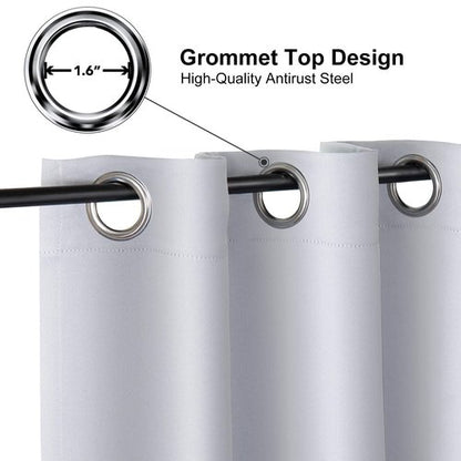 ChrisDowa Room Darkening Curtains 90 Inches Long 2 Panels Set for Living Room, Grommet Thermal Insulated Blackout Curtains for Bedroom (Greyish White, 52 x 90 Inch)