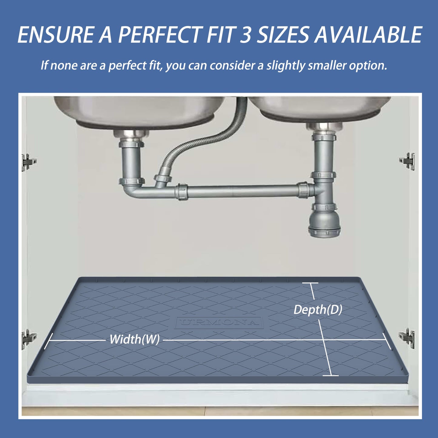 URMONA Under Sink Mat for Kitchen Waterproof, 40" x 22" Silicone Under Sink Mat for Shelf Liner Organizer, Cabinet Sink Protector Under Sink Liner for Bottom Kitchen, Bathroom(Khaki)