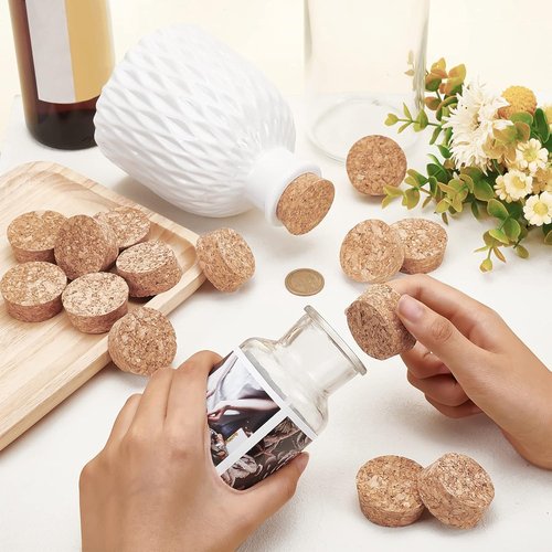 BENECREAT 16Pcs Wooden Cork Stoppers - 1.7" Diameter Tapered Wine Bottle Plugs for Beer, Crafts, DIY (BurlyWood, Softwood)