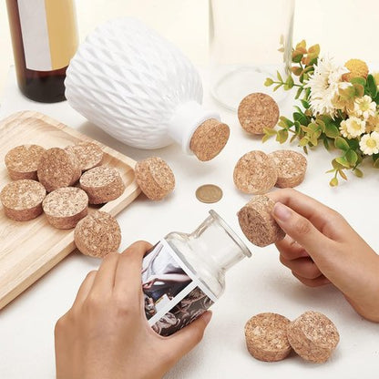 BENECREAT 16Pcs Wooden Cork Stoppers - 1.7" Diameter Tapered Wine Bottle Plugs for Beer, Crafts, DIY (BurlyWood, Softwood)