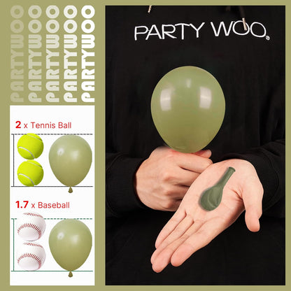 PartyWoo Sage Green Balloons - 50 Pcs Mini Matte Olive Green Latex for Weddings & Baby Showers