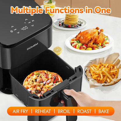 Skiennix 3 Qt Compact Air Fryer - User-Friendly Touchscreen, Non-Stick Basket & Rack, Low-Oil Cooking