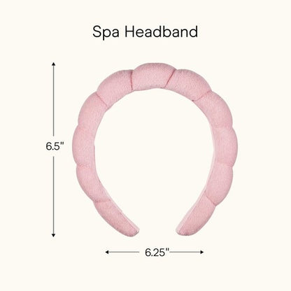 Conair Spa Makeup and Face Washing Headband, Pink Bubble Design, 1 Count, Ultra-Absorbent Microfiber Headband for Washing Face, Soft Terry Cloth, No-Squeeze, No-Pull Band Gentle on Hair and Head