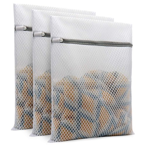 Muchfun 3Pcs Durable Honeycomb Mesh Laundry Bags for Delicates 12 x 16 Inches (3 Medium)