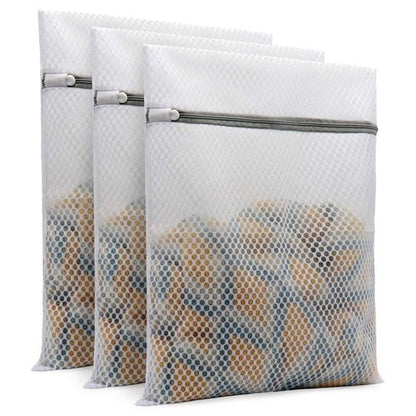 Muchfun 3Pcs Durable Honeycomb Mesh Laundry Bags for Delicates 12 x 16 Inches (3 Medium)