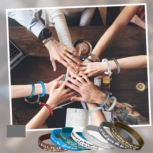 Ecation Bible Verses Bracelets - Inspirational Silicone Wristbands for Easter & Parties | Bulk Rubber Wristbands