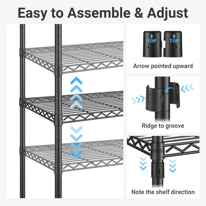 VIPEK X3 Heavy-Duty Expandable Clothes Rack - Adjustable 5'2" to 8' with Shelves & Hanger Rods, Black