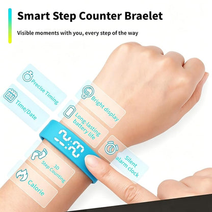 White Variation Vibrating Alarm Wristband Clock for Heavy Sleepers – Silent, 3D Step Counter & Calorie Detection