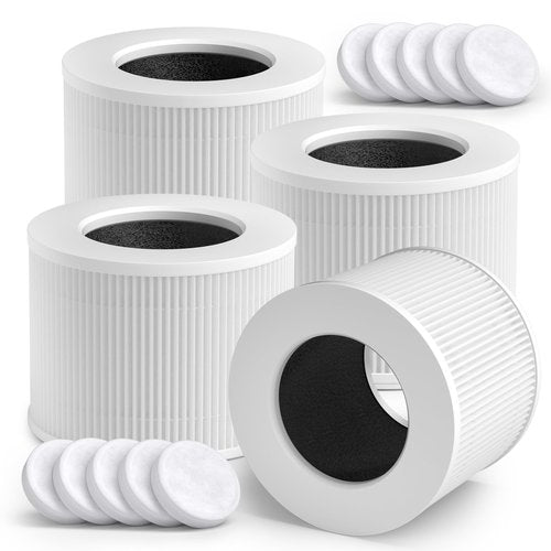 Core Mini Replacement Filter Compatible with LEVOIT Core Mini P Air Purifier, 3-in-1 High-Efficiency H13 True HEPA Activated Carbon Filter, Replace Part #Core Mini-RF, 4 Filter & 14 Fragrance Sponge