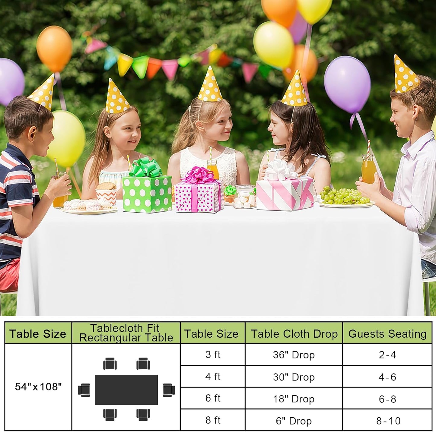 Smiry Disposable Table Cloth - Waterproof 54 x 108 Inch Rectangle Table Cover | 6 Pack, Sturdy & Leakproof, White
