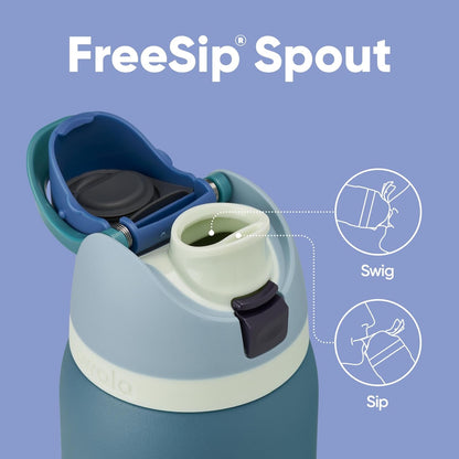 Owala FreeSip Insulated Stainless Steel Water Bottle - BPA-Free, 32 Oz, Denim | Perfect for Travel