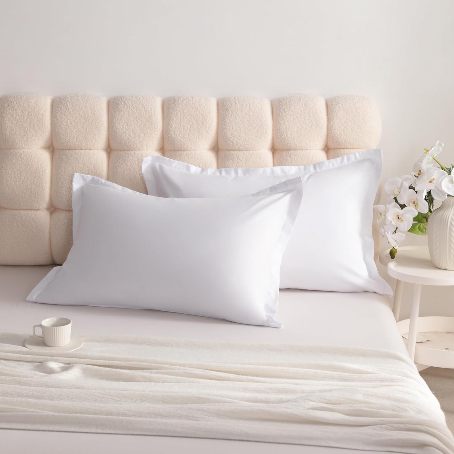 NTBAY King Pillow Shams - Super Soft Brushed Microfiber 20x36 Sham Covers | Wrinkle & Stain Resistant, White - 2 Pack