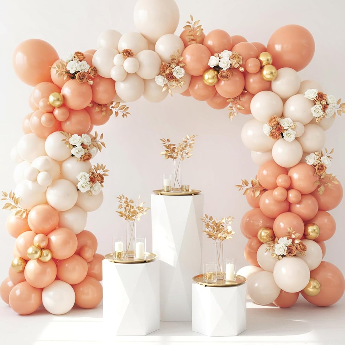RUBFAC Peach Balloon Garland Kit - 129pcs Latex Balloons in Light Orange & Blush Pink | Perfect for Weddings, Showers & Birthdays