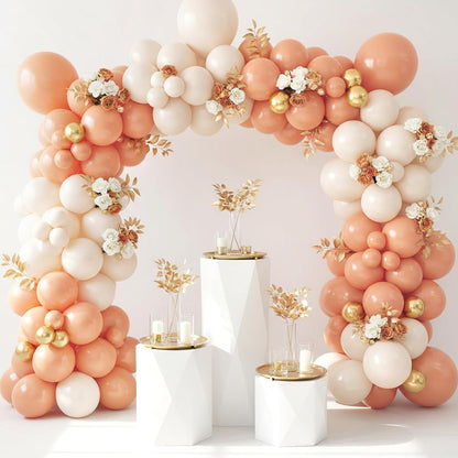 RUBFAC Peach Balloon Garland Kit - 129pcs Latex Balloons in Light Orange & Blush Pink | Perfect for Weddings, Showers & Birthdays