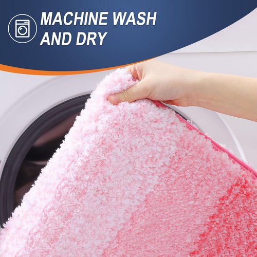 OLANLY Bathroom Runner Rugs 47x17, Extra Soft Absorbent Microfiber Bath Rugs, Rubber Backing, Quick Dry, Machine Washable Bath Mats for Bathroom Floor, Tub and Shower, Home Decor Accessories, Pink