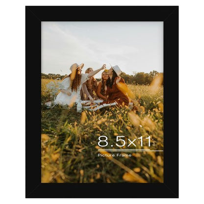 Frametory, 8.5x11 Picture Frame - Solid Wood -Black Molding - Tempered Glass Front, Portrait, Wall Gallery Frame (Black, 1 Pack)