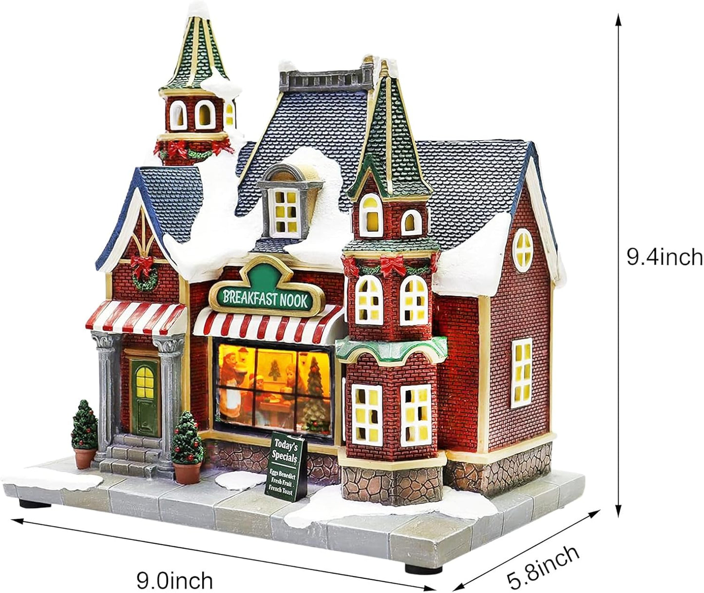 Moments In Time Lighted Christmas Village Building - LED Music & Battery Operated | Plays 8 Holiday Songs