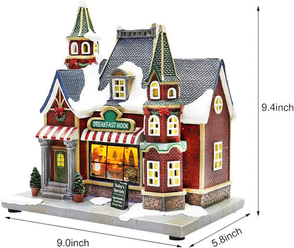 Moments In Time Lighted Christmas Village Building - LED Music & Battery Operated | Plays 8 Holiday Songs