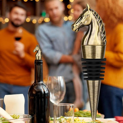 Horse Head Wine Stopper, Horse Wine Gifts Birthday Gifts for Men Women, Bottle Stoppers for Wine Champagne, Bronze with Gift Box