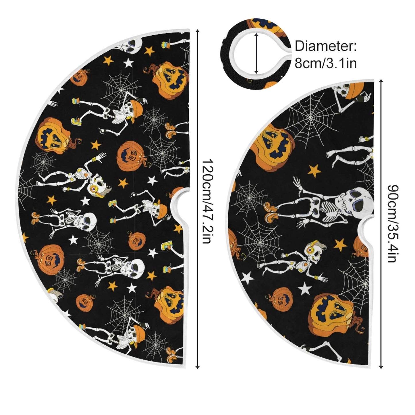 ALAZA Halloween Tree Skirt Decoration,Large Tree Skirt Ornament 47.2 Inch with Spooky Dancing Halloween Skeletons and Pumpkins Pattern for Halloween Party Holiday Home Decorations